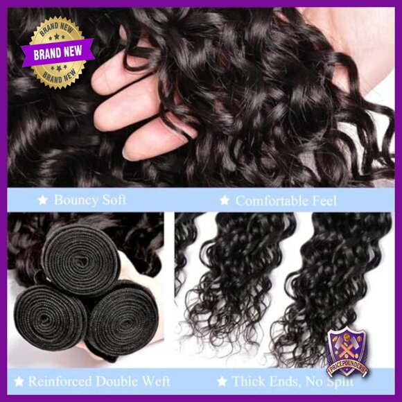 100% Unprocessed Brazilian Virgin Hair Extensions 18-22 Inch Water Wave 10A Brazilian Water Wave Human Hair Bundles - 16 18 20 22  main image 2